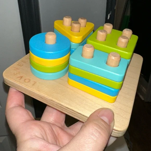 Lovevery Wooden Shape Sorter Toy - Yellow, Green, Blue - Picture 2 of 5